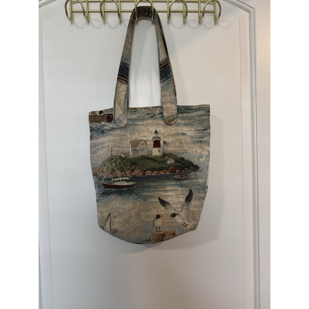 Vintage Nautical Lighthouse Tapestry Bag